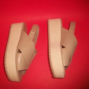 VINCE Weslan Beige-Leather Cross-Strap Slingback Sandals